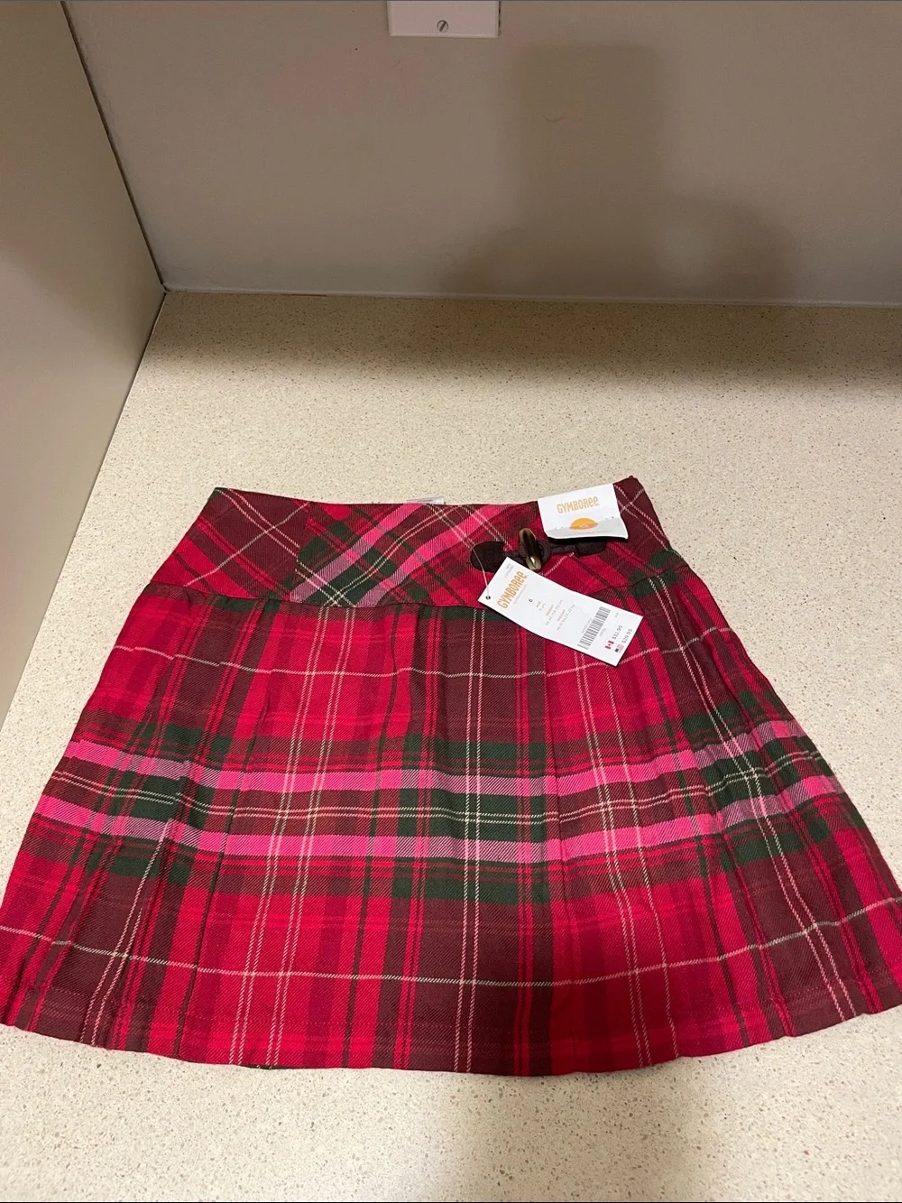 Gymboree Cozy Owl Red Plaid Mini Skirt with Pink & Green Accents